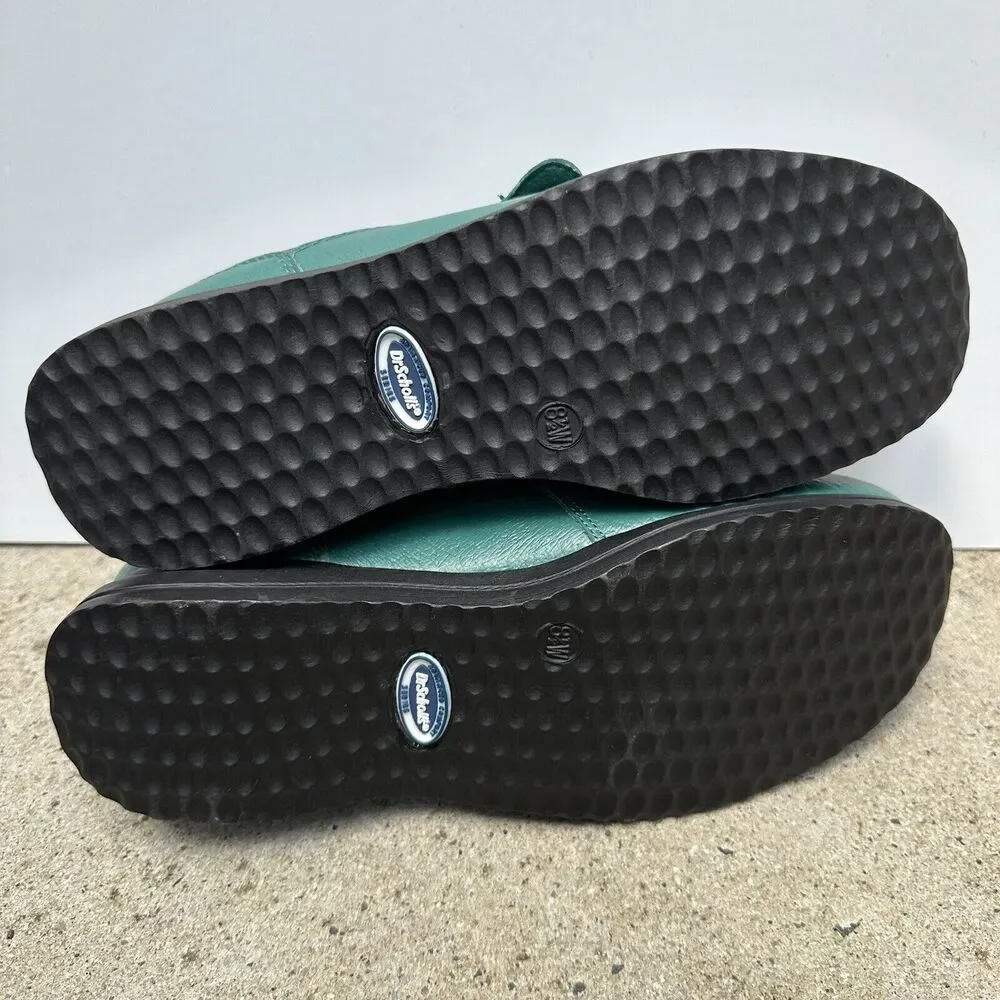 Dr Scholls Side Zip Loafers‎ Women Sz 8.5 W Green Comfort E4H-PY 902337 Leather